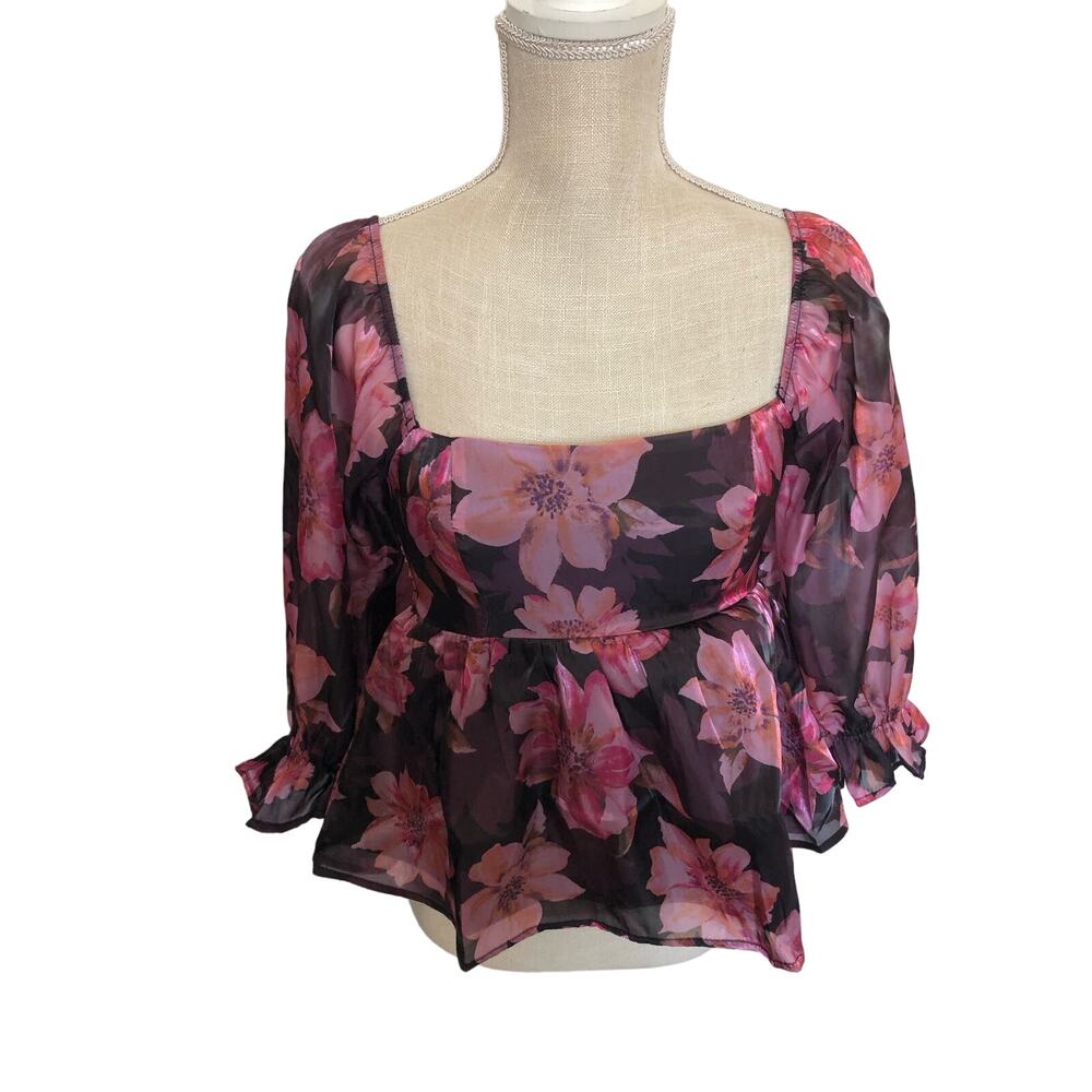 Thirty Thirty Floral Babydoll Puff Sleeve Top - XS